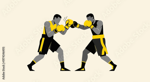 Dynamic Boxing Match Illustration Intense Athletic Bout