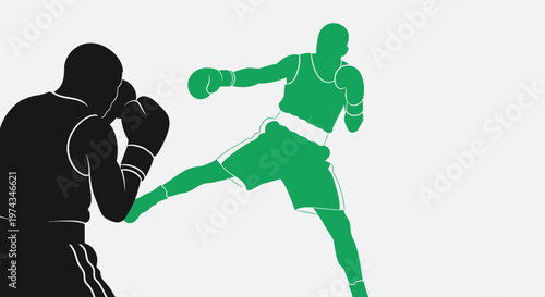 Dynamic Boxing Match Silhouette For Sports And Fitness Concepts