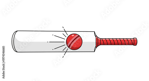 Dynamic Cricket Ball Meets Bat Action Sport Illustration for Marketing