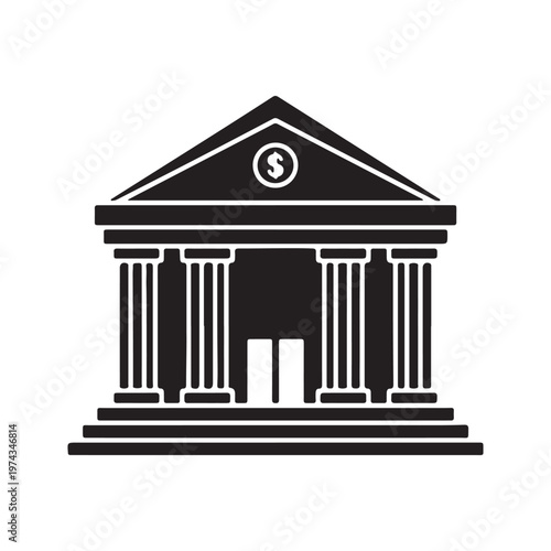 Bank black glyph ui icon. Government building. Courthouse. Banking services. User interface design. Silhouette symbol on white space. Solid pictogram for web, mobile. Isolated vector illustration