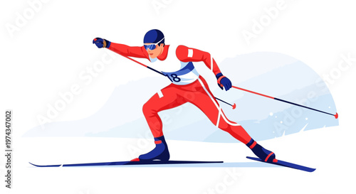 Dynamic Cross Country Skiing Athlete In Action