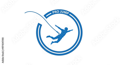 Dynamic Bungee Jumper Silhouette In Circular Emblem