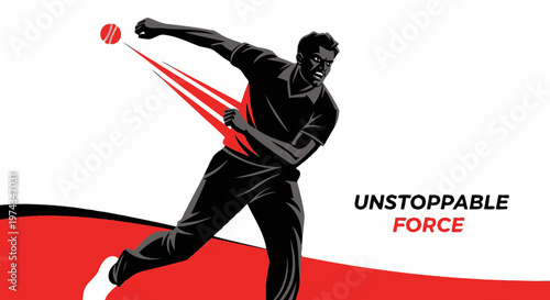 Dynamic Cricket Bowler Delivering Unstoppable Force Dynamic Action
