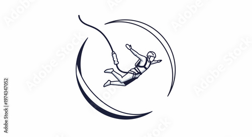 Dynamic Bungee Jumper Vector Icon Symbolizing Extreme Sports Adventure
