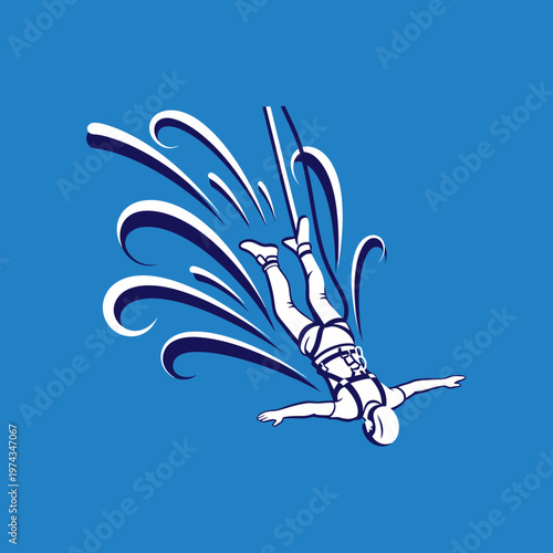 Dynamic Bungee Jumping Silhouette Vector Graphic Of Thrill Seeker