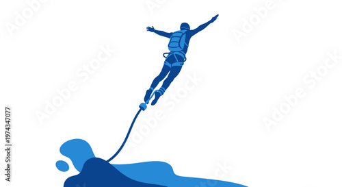 Dynamic Bungee Jumping Silhouette Captures Thrill And Adventure