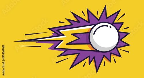 Dynamic Bursting Ball Icon With Speed Lines And Geometric Shapes
