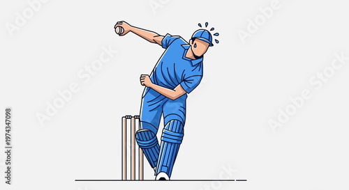Dynamic Cricket Bowler In Mid-Action Striking A Powerful Pose