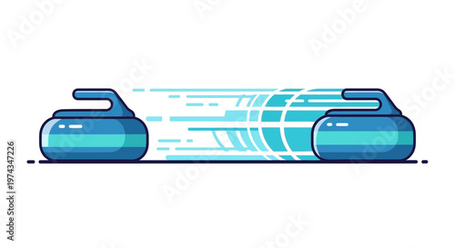 Dynamic Curling Stones Motion On Ice Sport Illustration