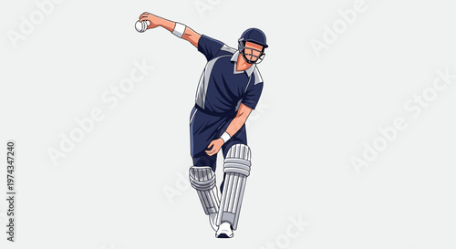 Dynamic Cricket Player Action Pose Ready to Bowl A Powerful Strike