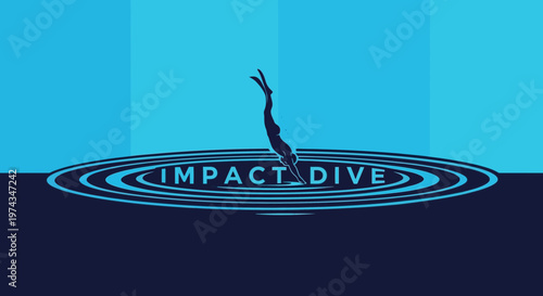 Dynamic Diving Silhouette Creating Ripples In Blue Water