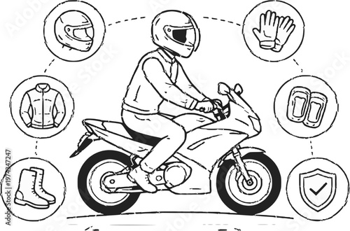 man on bike with safe equipment vector design 