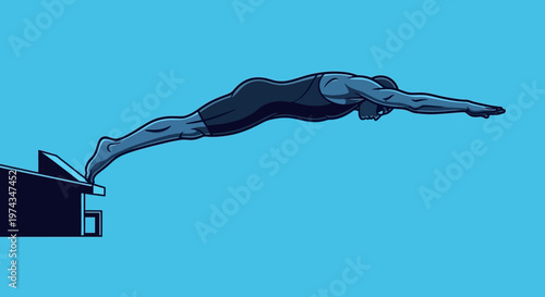 Dynamic Dive A Swimmer Plunges Forward From A Starting Block