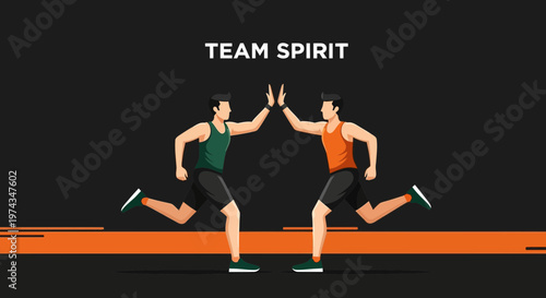 Dynamic Duo High Five Running Together Celebrating Athletic Success