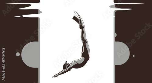 Dynamic Dive Silhouette Capturing Athletic Grace In Mid-Air