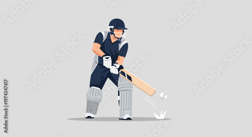 Dynamic Cricket Player Illustration Action Shot With Ball