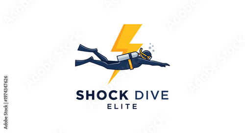 Dynamic Diver And Lightning Bolt Logo Design For Elite Diving Services