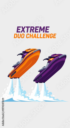 Dynamic Duo Jet Skis Soar Above Wavy Waters In Action Packed Competition