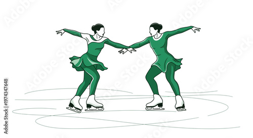 Dynamic Duo Ice Skating Performance In Synchronized Motion