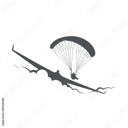 Dynamic Duo Soaring High: Glider Meets Paraglider Above Clouds