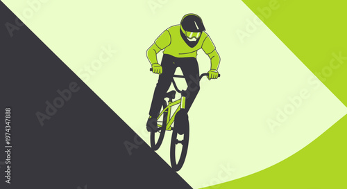 Dynamic Extreme Biker Performing A Bold Maneuver On A Steep Slope
