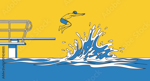 Dynamic Diver Plunges Into Refreshing Pool Splash