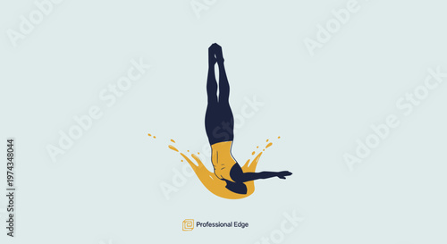 Dynamic Diver Plunging Into A Splash of Color