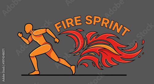Dynamic Fiery Sprint Graphic With Energetic Motion