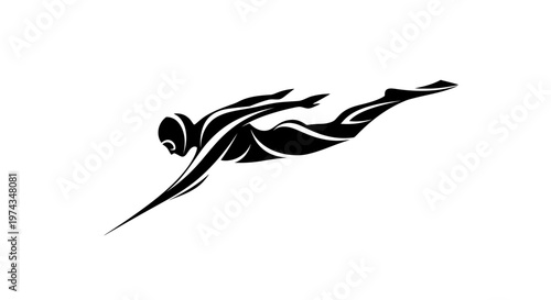 Dynamic Diver Silhouette Athletic Motion Graphic