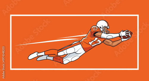 Dynamic Football Player Leaping Mid-Action Catching The Ball