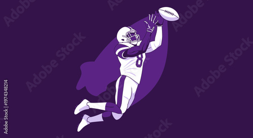 Dynamic Football Player Leaping for a Catch in Stylized Illustration