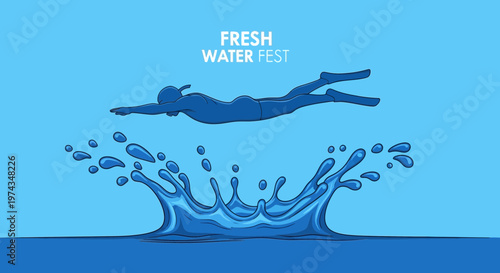 Dynamic Diver Splashes into Fresh Water Celebration Event