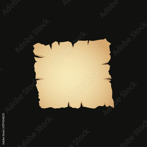 Old Parchment Vector Element with Rugged Torn Edges and Burnt Paper Texture