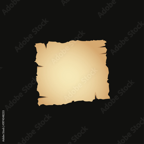 Old Parchment Element with Rugged Torn Edges and Burnt Paper Texture