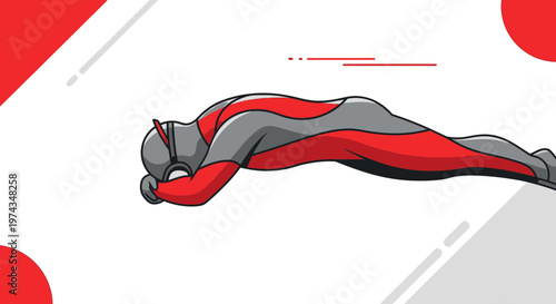 Dynamic Figure In Motion With A Futuristic Red And Grey Suit