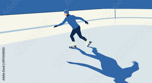 Dynamic Figure Skater Gliding Gracefully Across an Ice Rink