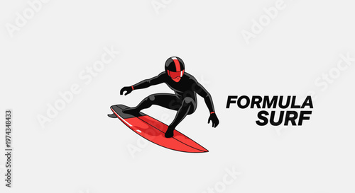 Dynamic Formula Surf Athlete Riding Red Board with Bold Text