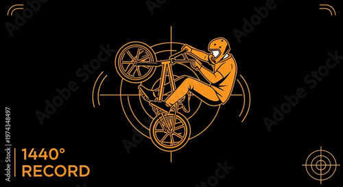 Dynamic Freestyle BMX Rider Performing A 1440 Degree Trick With Precision Targeting