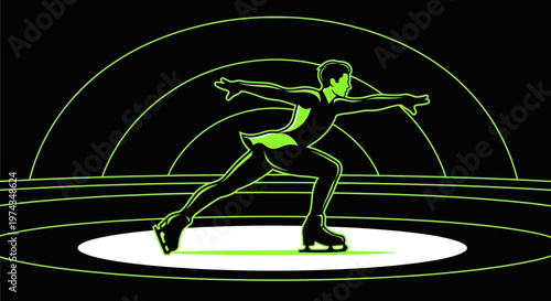 Dynamic Figure Skater Silhouette Art Style