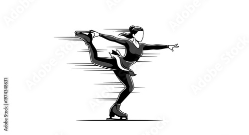 Dynamic Figure Skater Performing Graceful Pose with Speed Lines