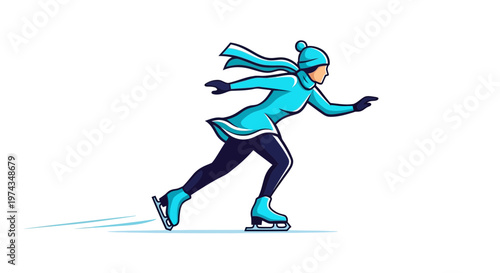 Dynamic Figure Skating Athlete In Motion On Ice