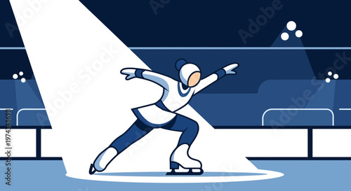 Dynamic Figure Skating Performance Under Spotlight