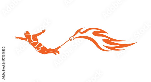 Dynamic Flyer Emitting Fiery Trails Skydiving Adventure Orange Silhouette