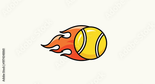 Dynamic Flaming Tennis Ball Motion Graphic For Sports Enthusiasts