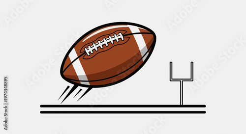 Dynamic Football Action With Goalposts And Field Lines