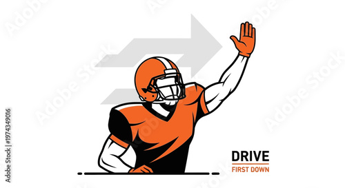 Dynamic Football Player Action Pose With Forward Momentum Arrows