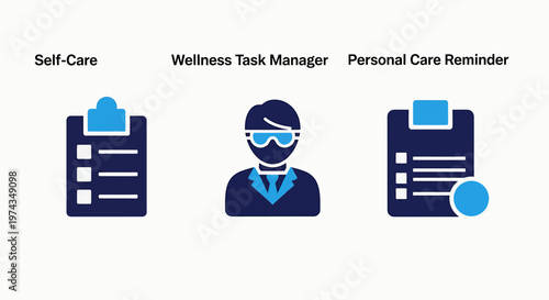 Self-care and wellness task management icons