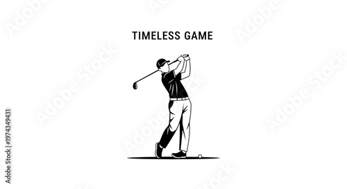 Dynamic Golfer In Action With Timeless Game Text Graphic