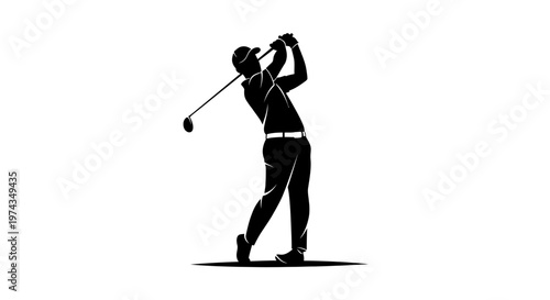Dynamic Golfer Silhouette Executing a Powerful Swing for Sport Photography