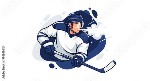Dynamic Hockey Player Action Shot Energetic Athlete Illustration